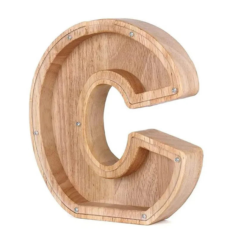 Wooden Alphabet Letters Initial Piggy Bank Personalized Decor