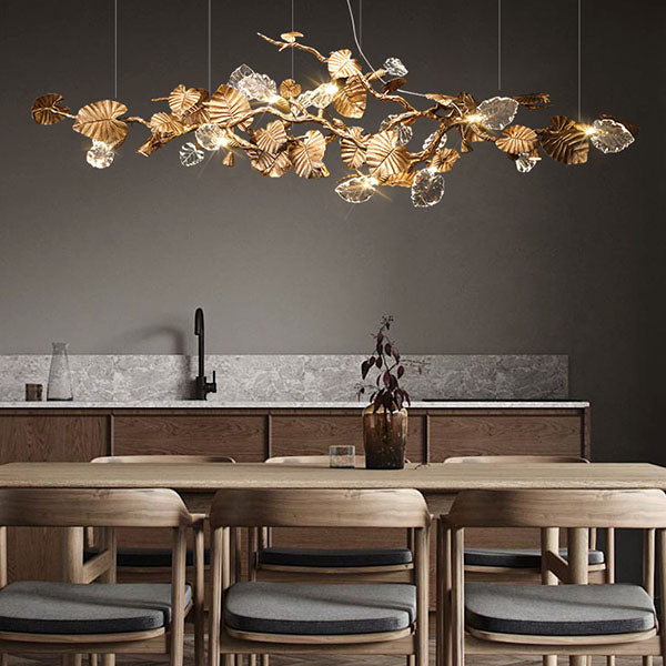 Lotus Chandelier - Elegant LED Pendant Light with Brass Copper Finish