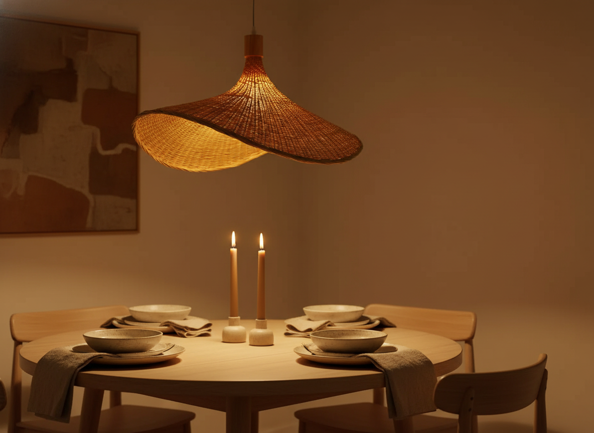Hand-Woven Bamboo Pendant Hanging Lamp