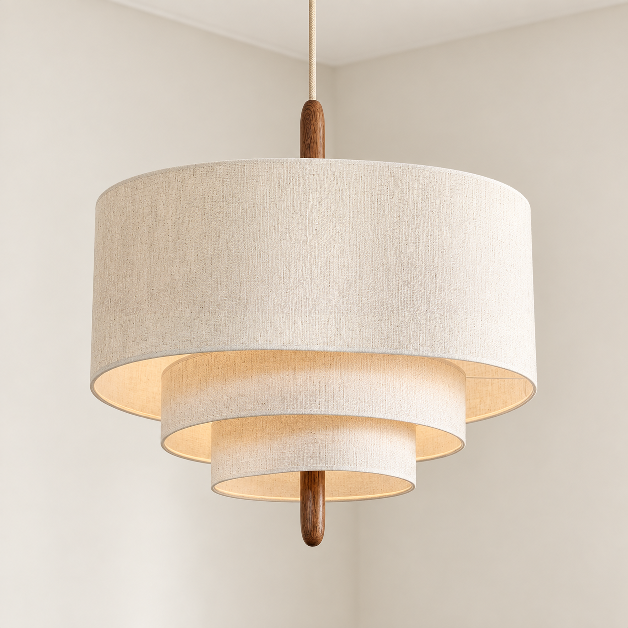 Japandi fabric pendant light in a warm living space – primary shopping image