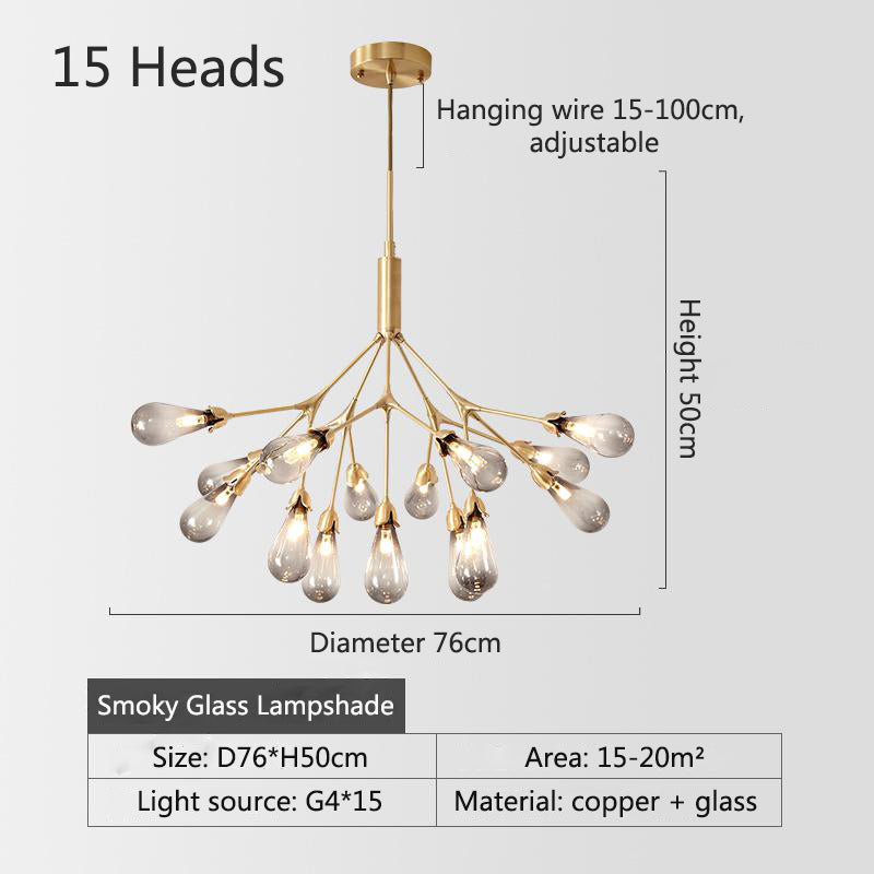 Inflorescence Ceiling Lamp - Nordic Luxury Copper LED Chandelier | Modern Lighting for Kitchens, Dining Rooms & Hallways