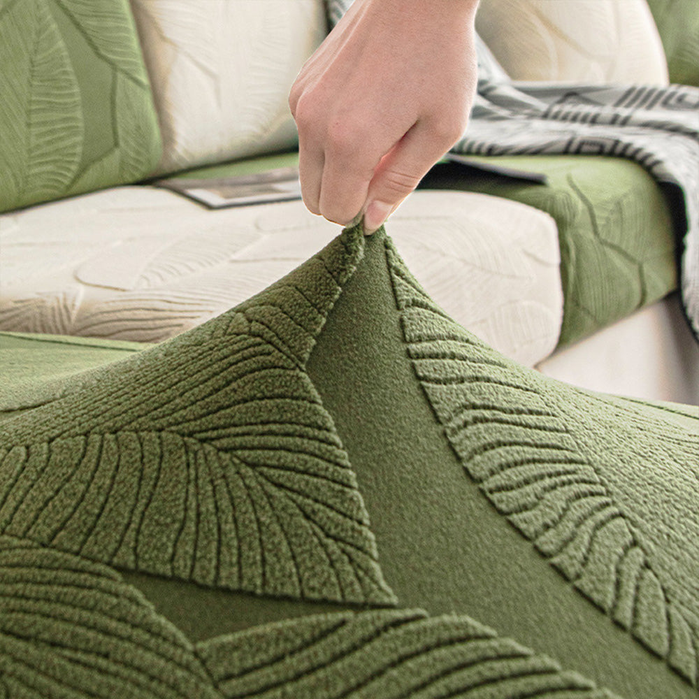 Modern Leaf Jacquard Waterproof Anti-Scratch Couch Cover