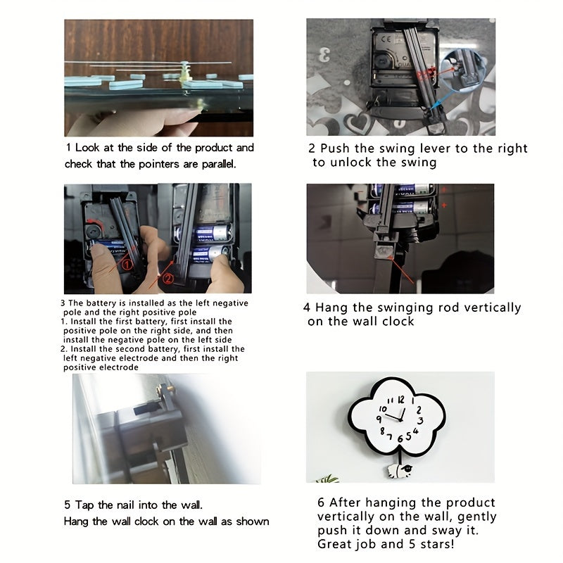 WhimsicalTime Playful Cartoon Wall Clock with Swinging Sheep