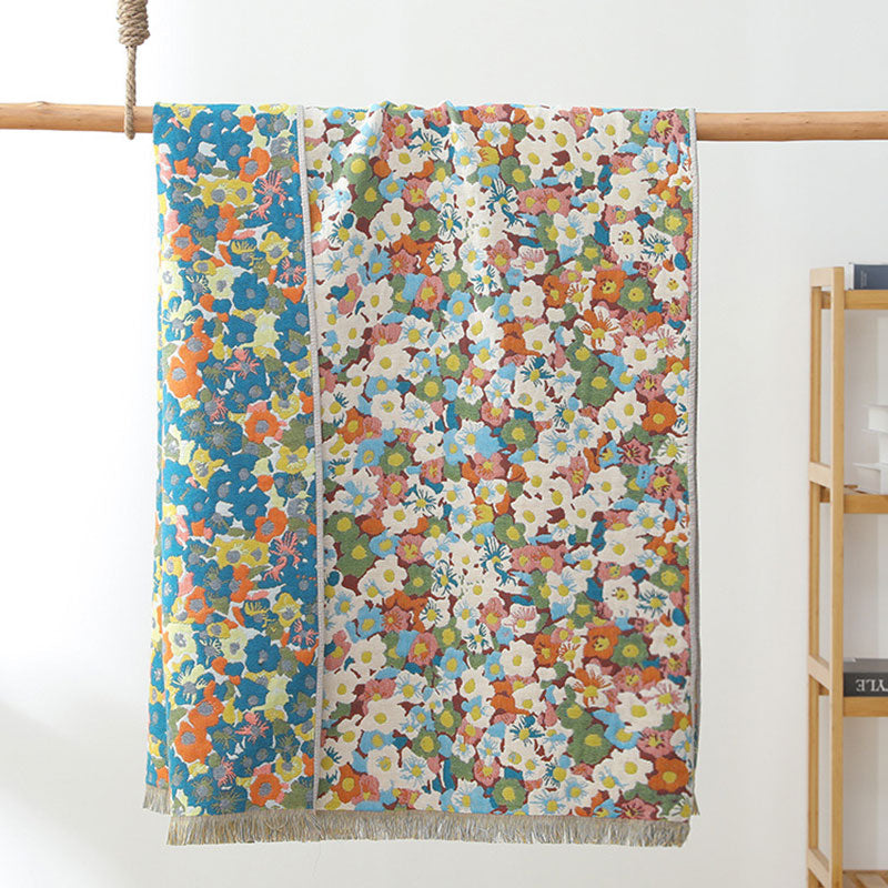 Painting Style Flower Reversible Bath Towel-1