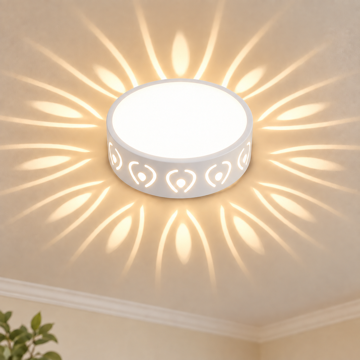 Round Decorative Hallway Ceiling Light, Sunburst Effect LED Flush Mount