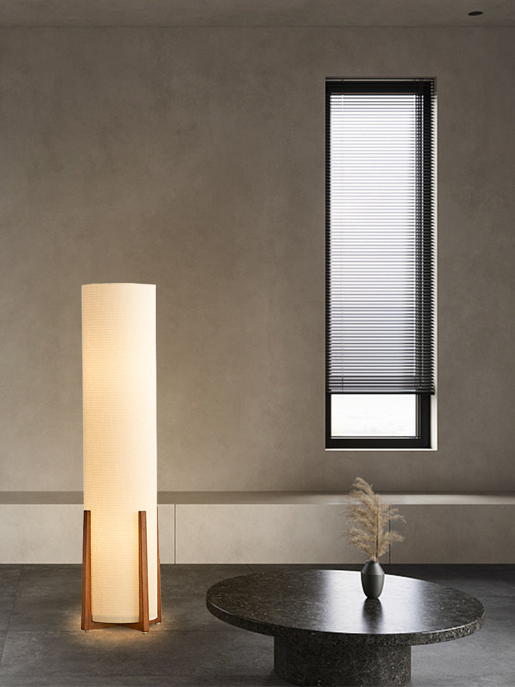 Japanese-Inspired Wabi-Sabi Paper Floor Lamp with Wood Frame