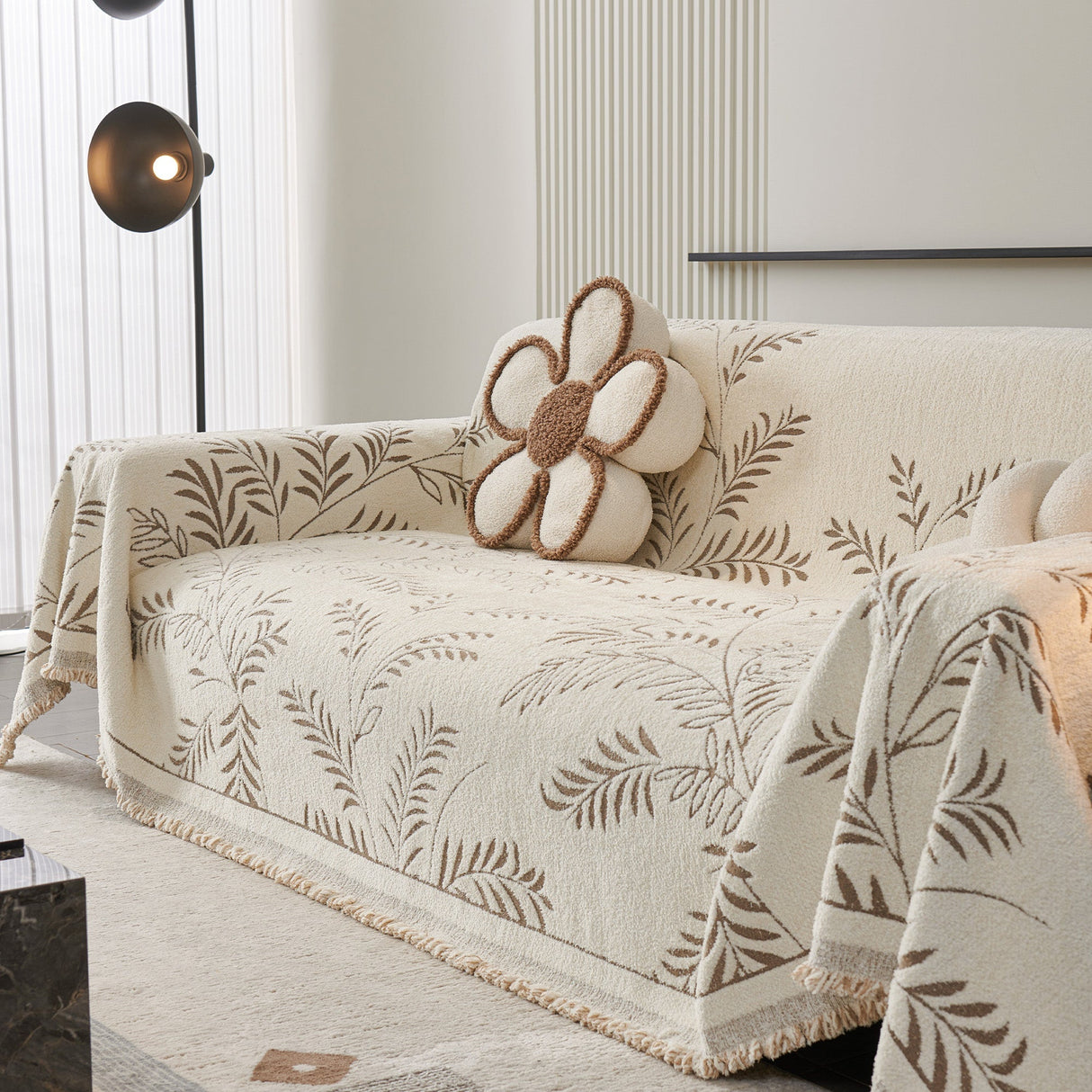 Cozy Winter Botanicals Sofa Cover - Modern, Stylish & Durable Sofa Protection