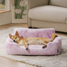 Dreamy Rainbow Plush Dog Sofa Bed Ultra Soft Cozy Washable