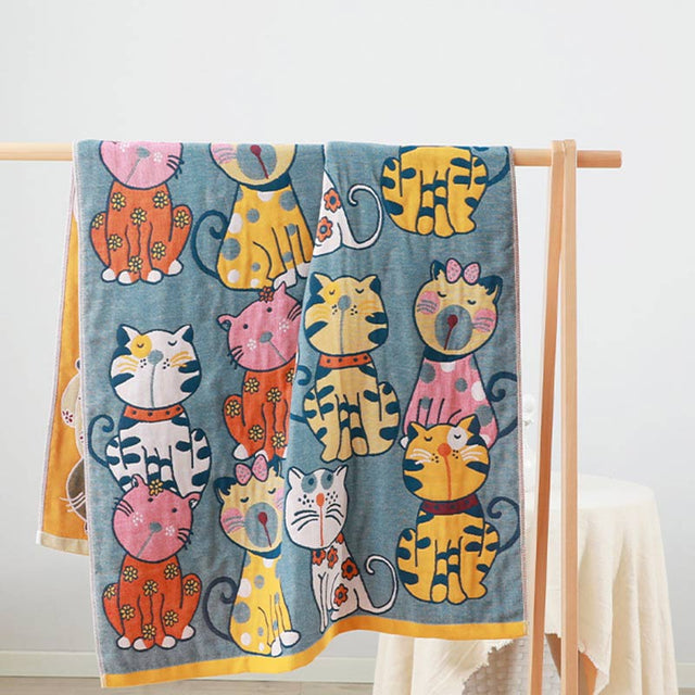 Ownkoti Cat Cotton Bath Towel Baby Blanket-2