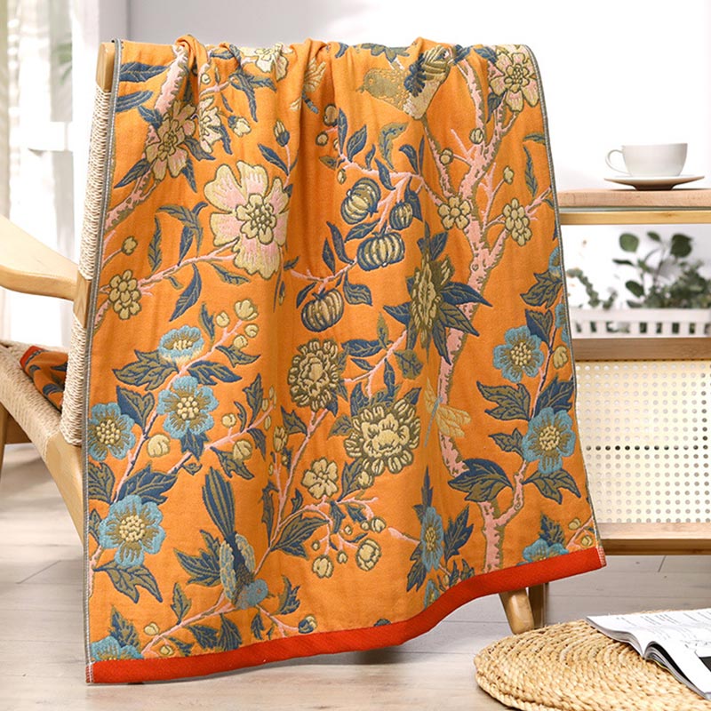 Bright Color Hibiscus Reversible Bath Towel-1