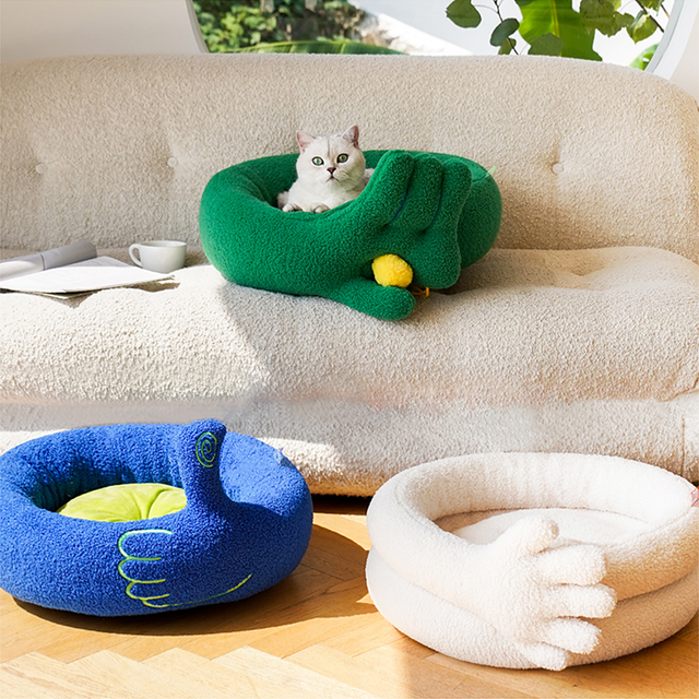Pawsome Gesture Pet Bed Cozy Plush Dog Cat Bed Removable Cushion