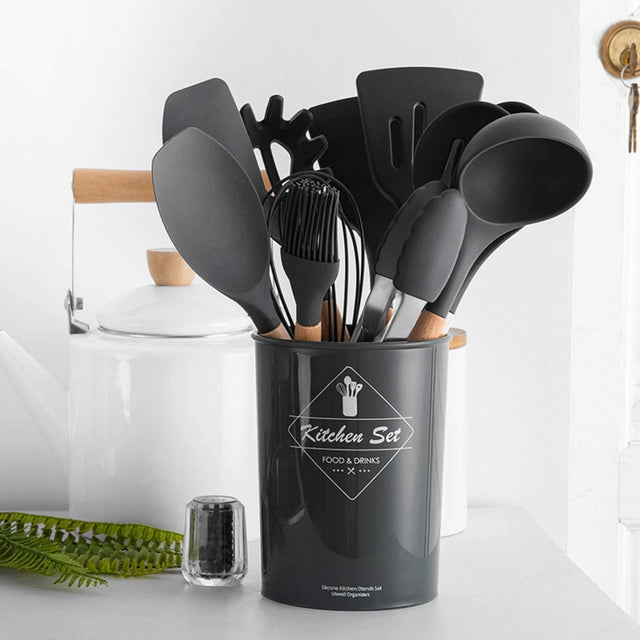 ChefMate – Versatile Silicone Cookware Set with Wood Handles