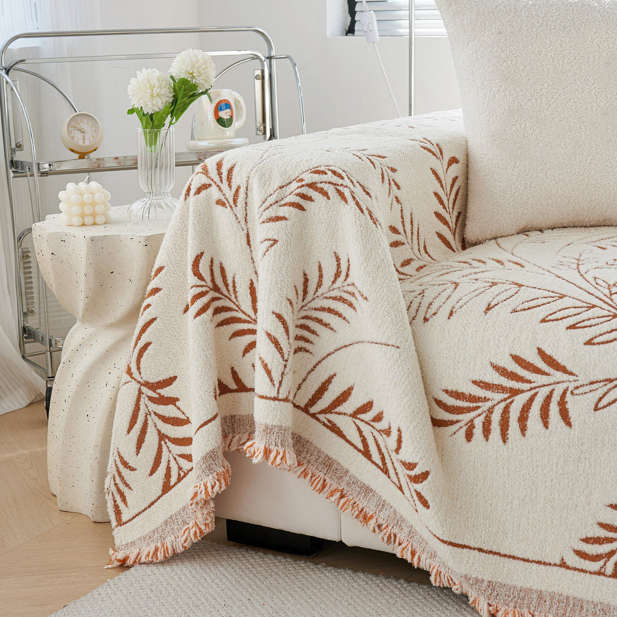 Cozy Winter Botanicals Sofa Cover - Modern, Stylish & Durable Sofa Protection
