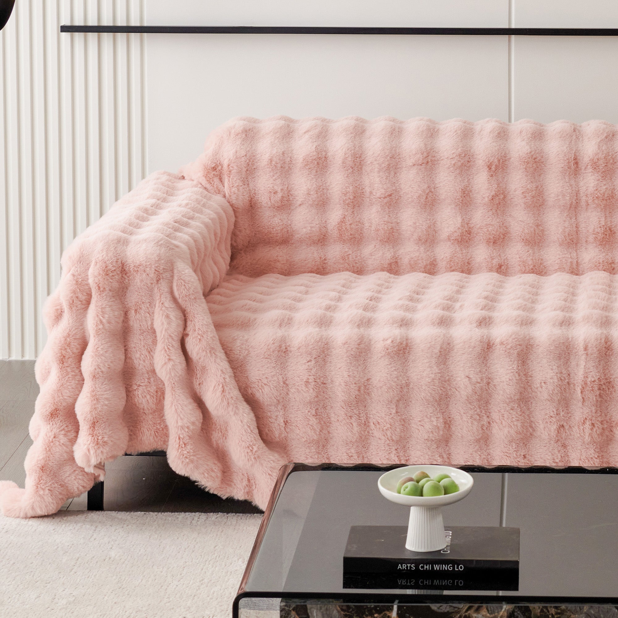 Luxe Ripple Faux Fur Sofa Cover - Modern, Stylish & Durable Sofa Protection