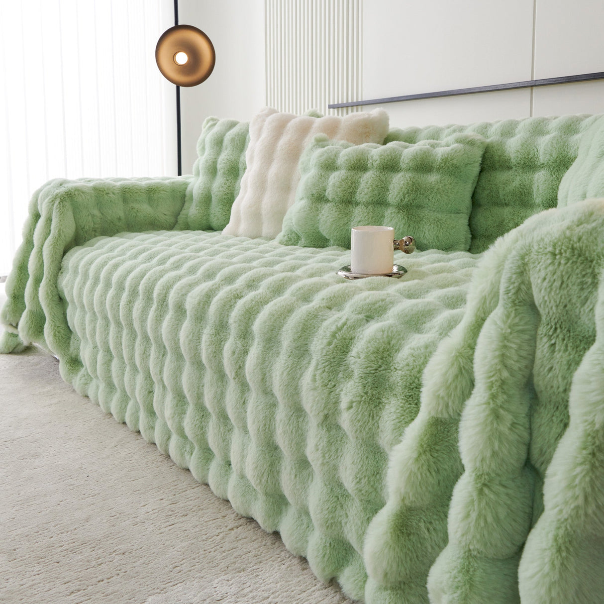 Luxe Ripple Faux Fur Sofa Cover - Modern, Stylish & Durable Sofa Protection