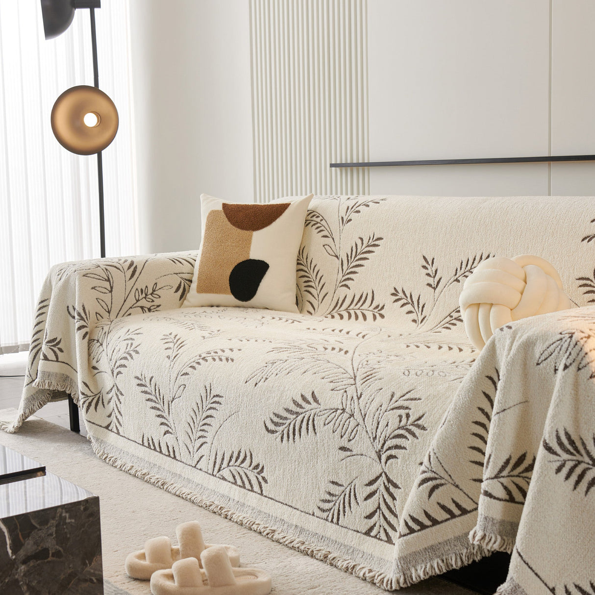 Cozy Winter Botanicals Sofa Cover - Modern, Stylish & Durable Sofa Protection