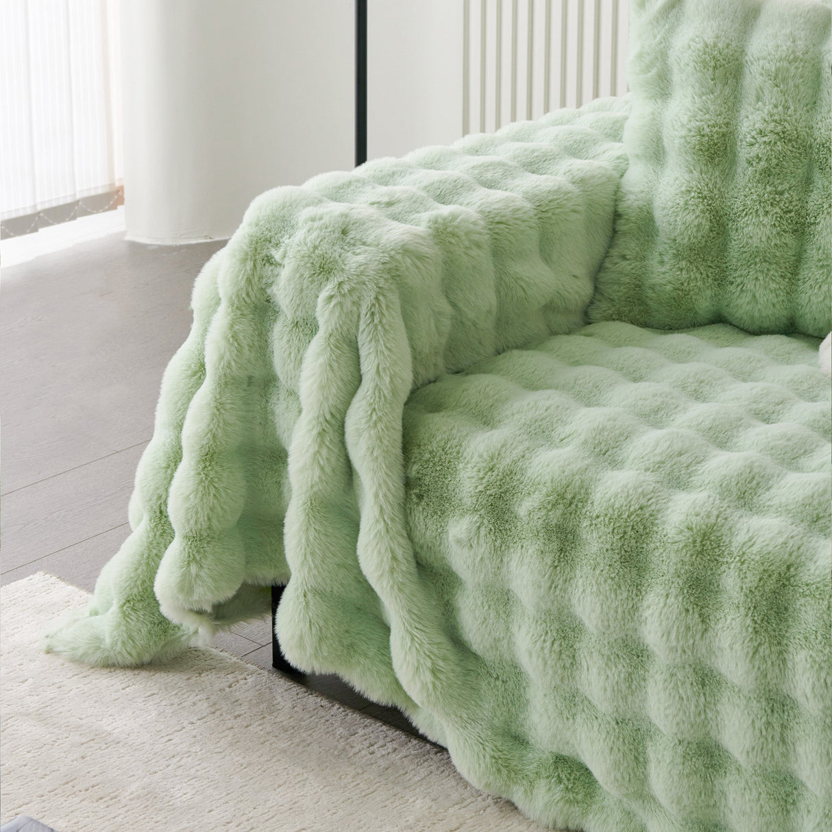Luxe Ripple Faux Fur Sofa Cover - Modern, Stylish & Durable Sofa Protection