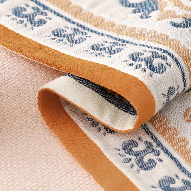 Ownkoti Flower Print Jacquard Cotton Bath Towel-3