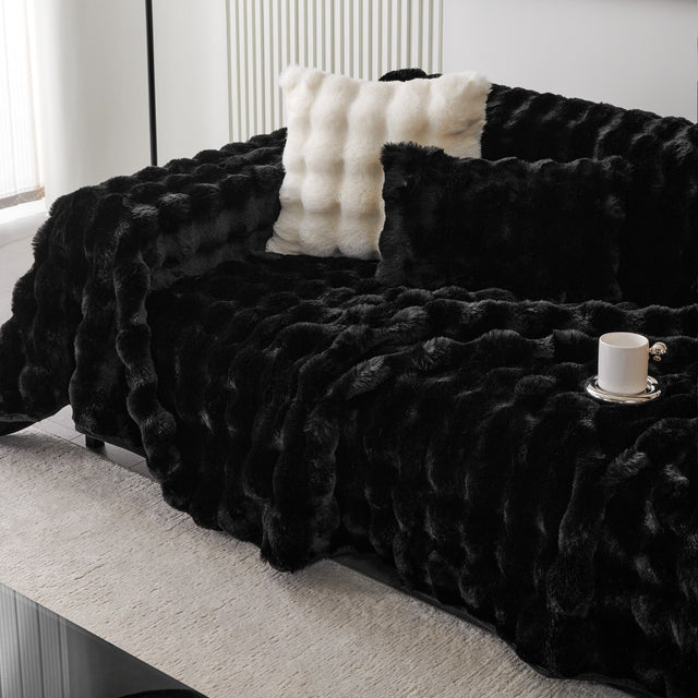 Luxe Ripple Faux Fur Sofa Cover - Modern, Stylish & Durable Sofa Protection