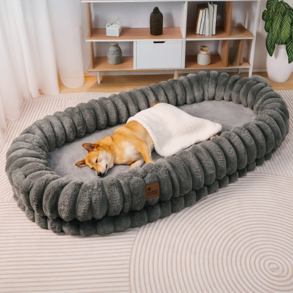 Creamy Plush Donut Human Dog Bed Ultra Soft Large Cozy
