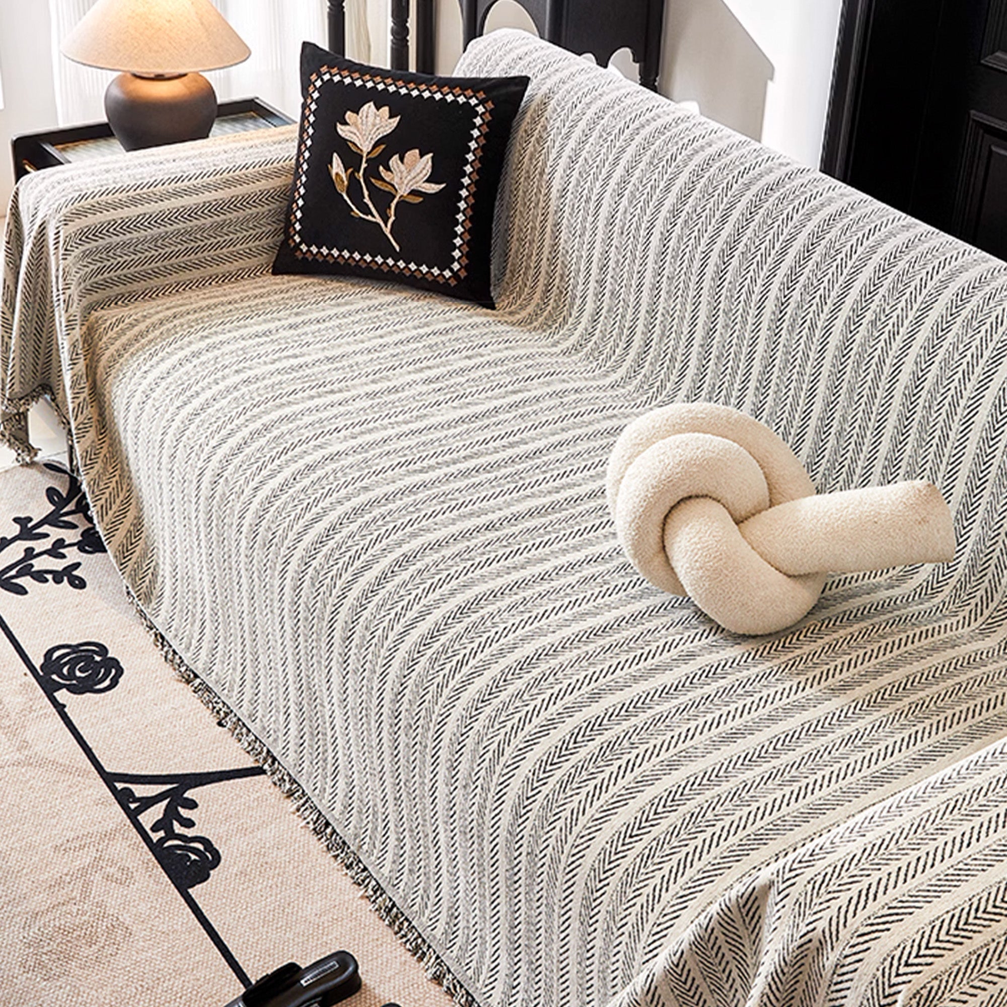 Herringbone Pattern Sofa Cover - Modern, Stylish & Durable Sofa Protection