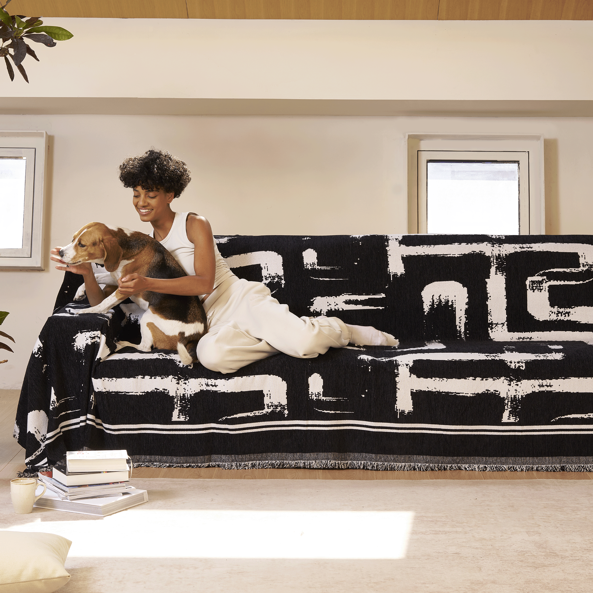 Monochrome Chic Sofa Cover - Modern, Stylish & Durable Sofa Protection