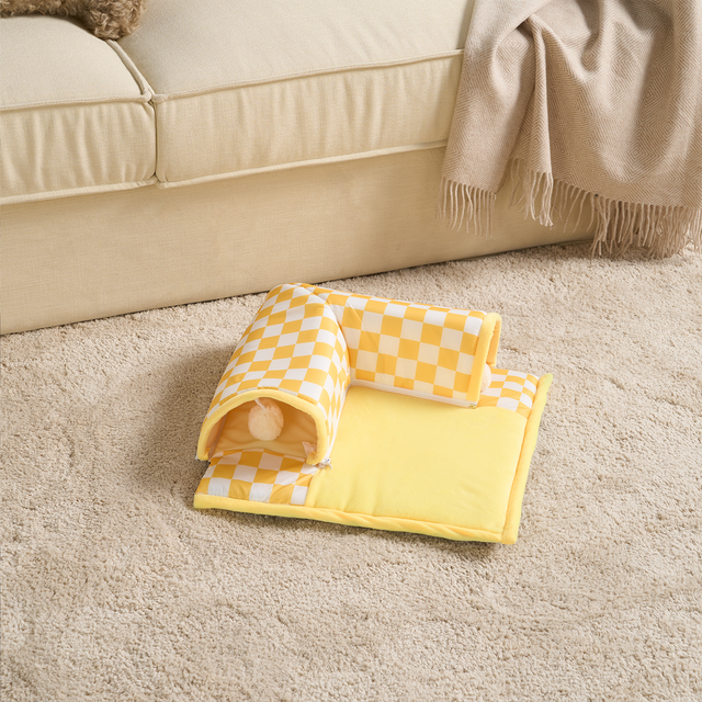 Plaid Purr Retreat Tunnel – Cozy, Interactive, and Easy to Clean