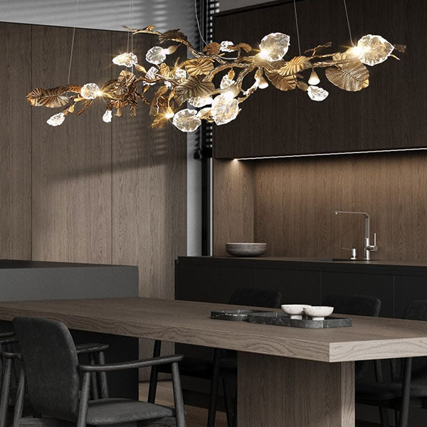 Lotus Chandelier - Elegant LED Pendant Light with Brass Copper Finish
