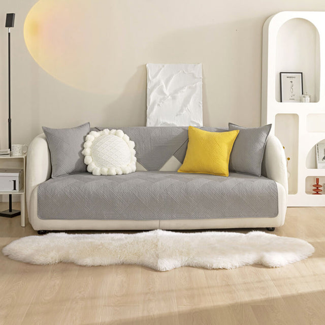 Minimalist All-Season Solid Cotton Geometric Couch Cover