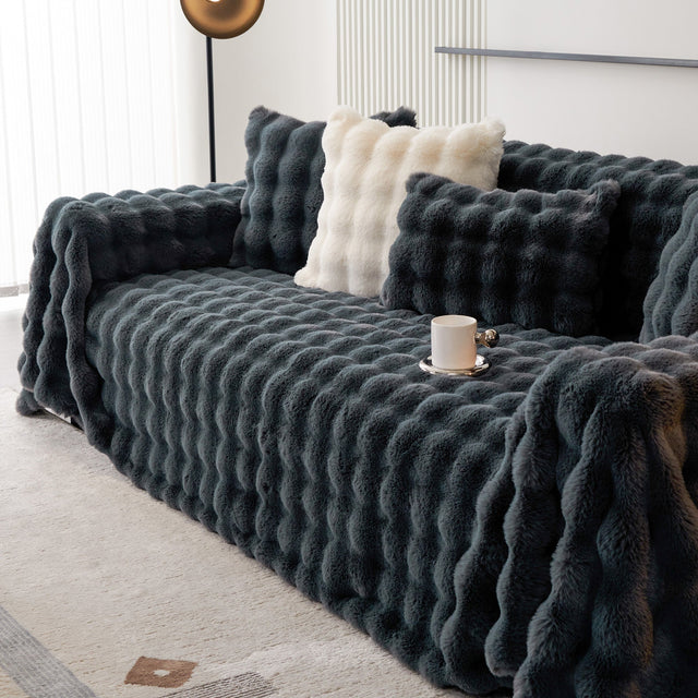 Luxe Ripple Faux Fur Sofa Cover - Modern, Stylish & Durable Sofa Protection