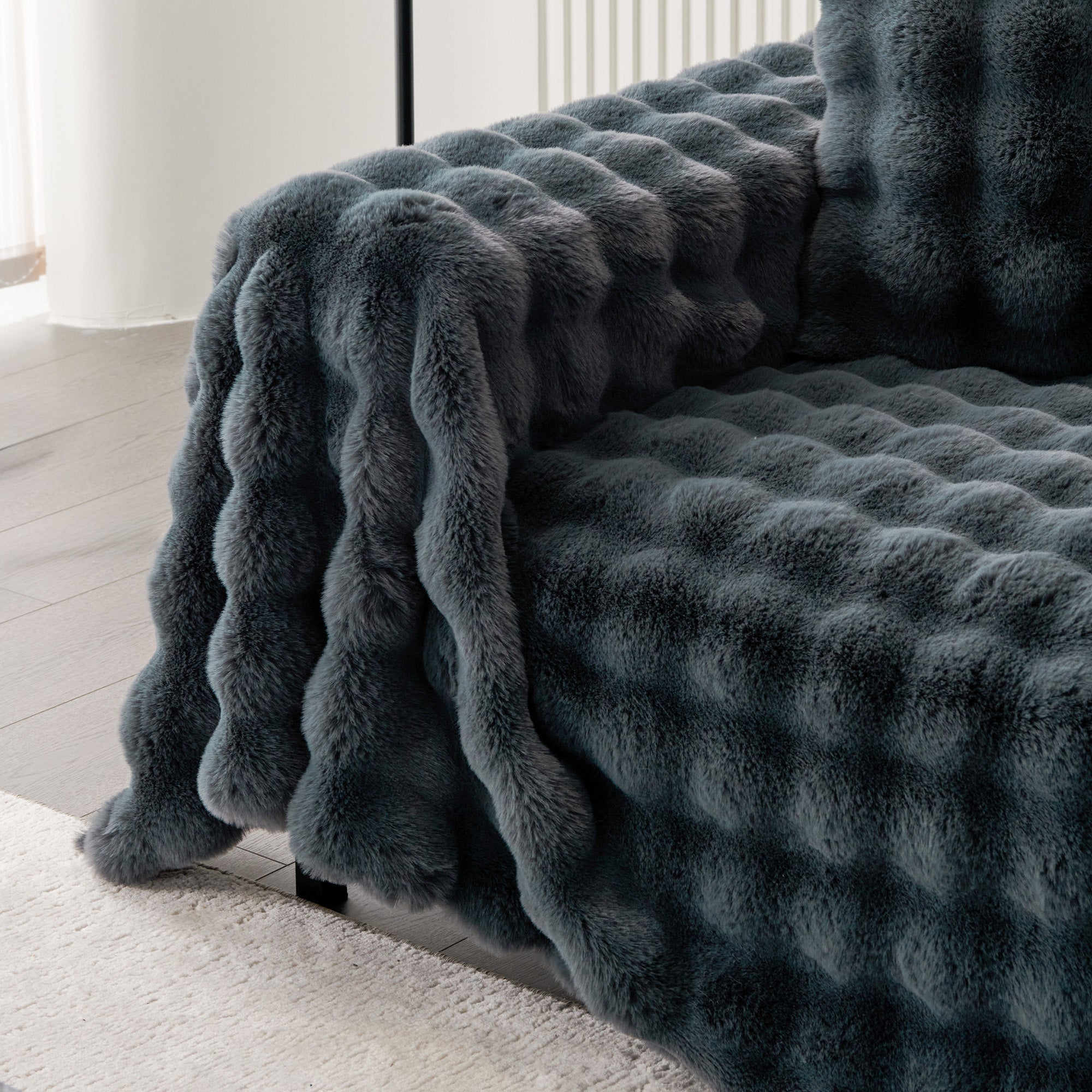 Luxe Ripple Faux Fur Sofa Cover - Modern, Stylish & Durable Sofa Protection