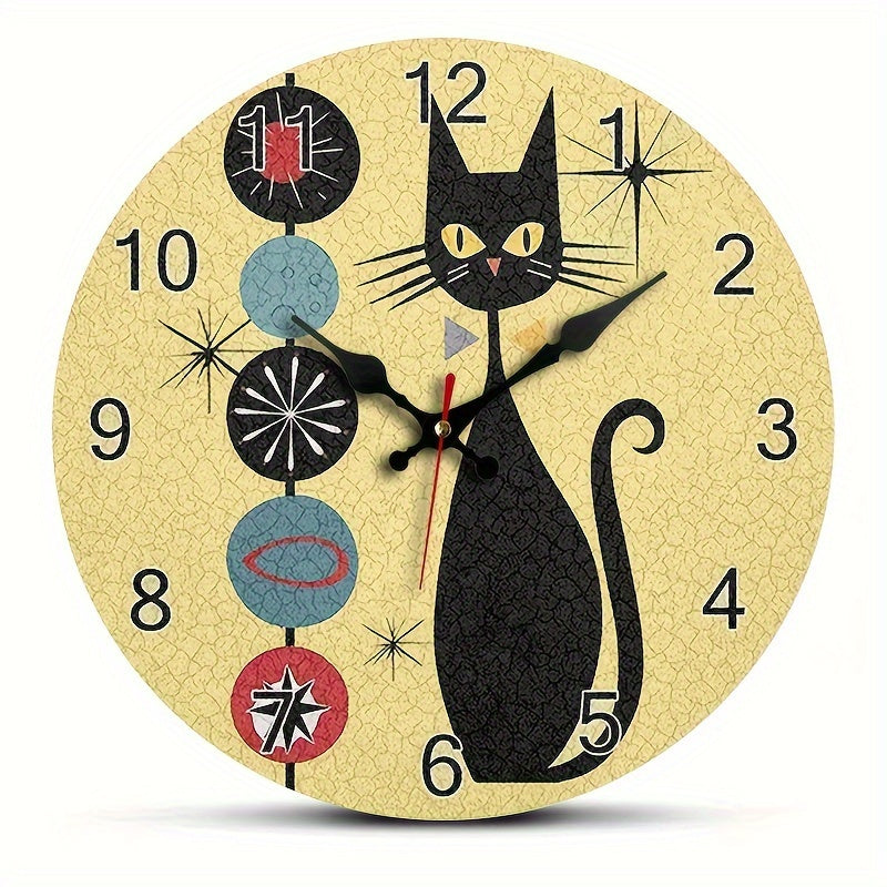 Elegant Cat Wooden Wall Clock