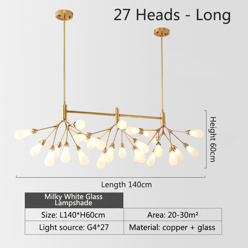 Inflorescence Ceiling Lamp - Nordic Luxury Copper LED Chandelier | Modern Lighting for Kitchens, Dining Rooms & Hallways