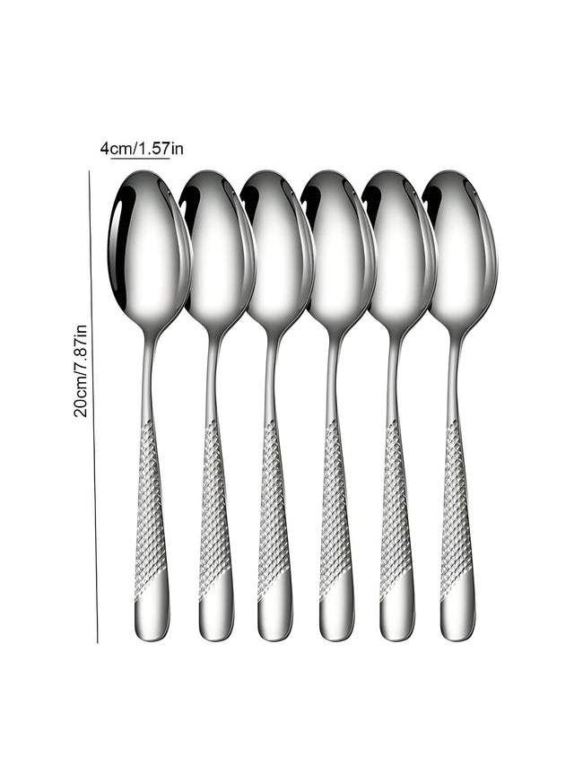 6/30 Piece Stainless Steel Silver Cutlery Set with Elegant Design