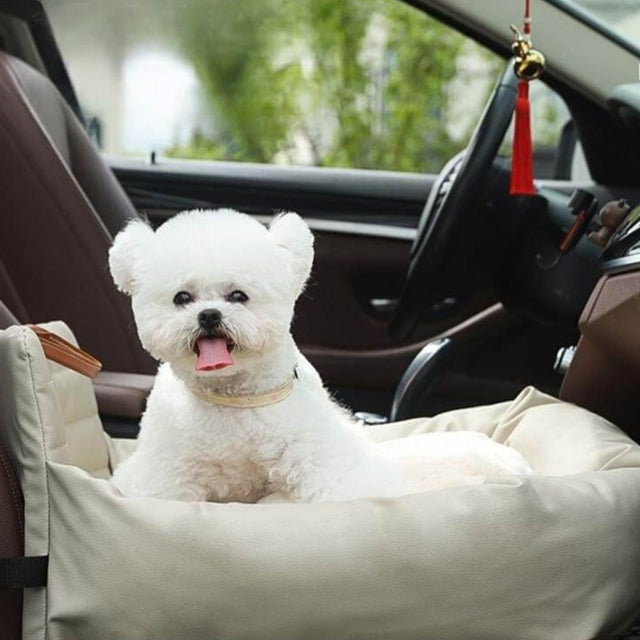 Faux Leather Dog Car Seat Bed – Waterproof, Secure & Comfortable