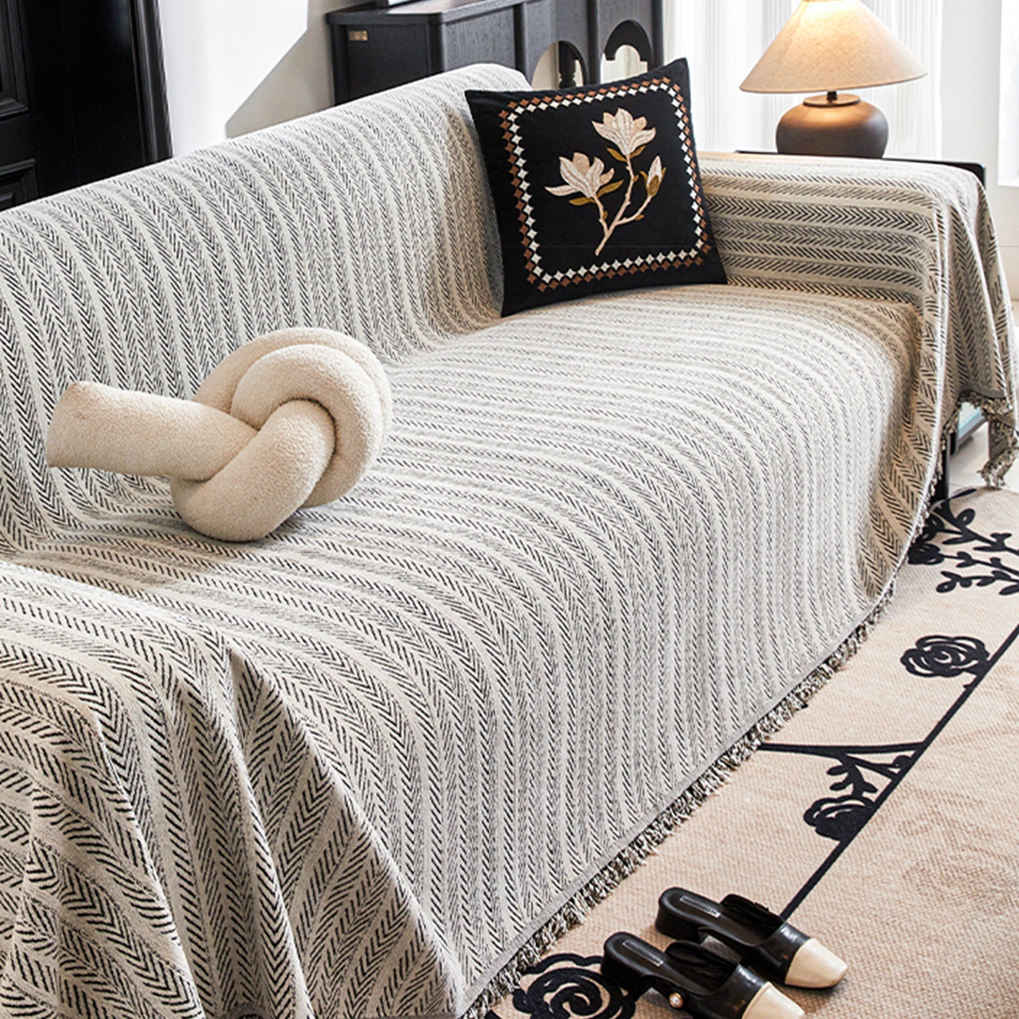 Herringbone Pattern Sofa Cover - Modern, Stylish & Durable Sofa Protection