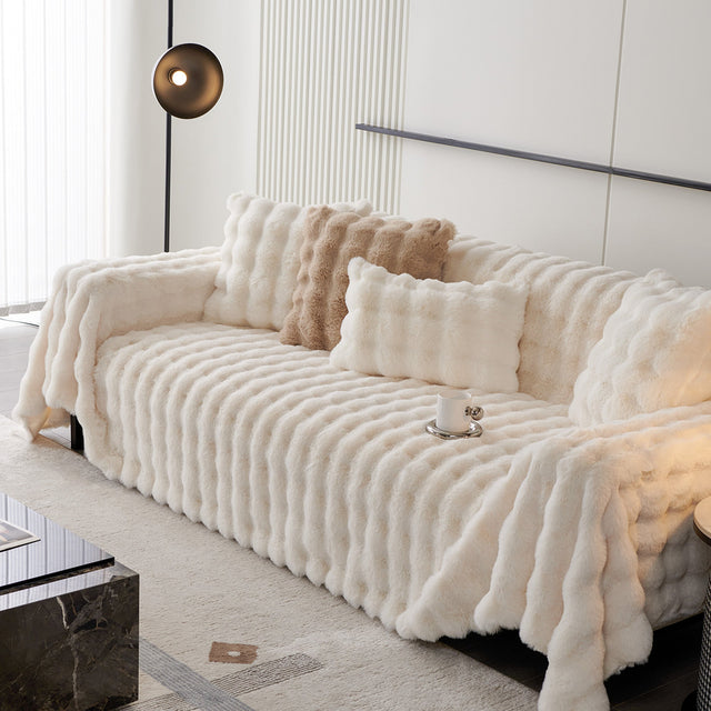 Luxe Ripple Faux Fur Sofa Cover - Modern, Stylish & Durable Sofa Protection