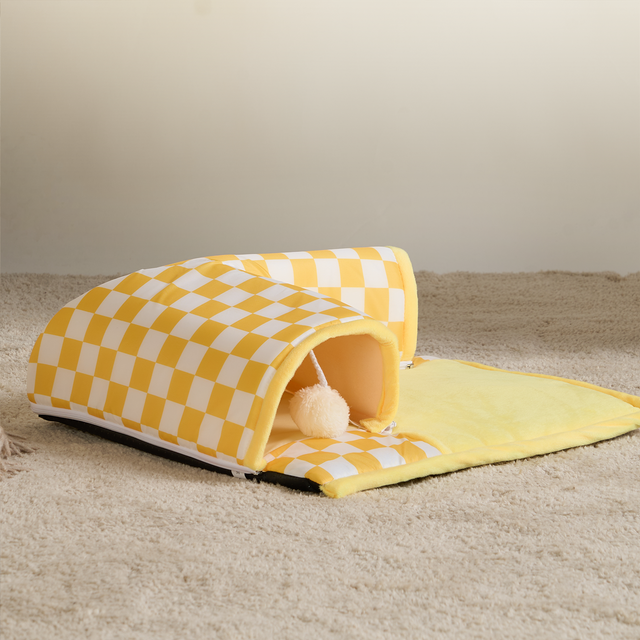 Plaid Purr Retreat Tunnel – Cozy, Interactive, and Easy to Clean