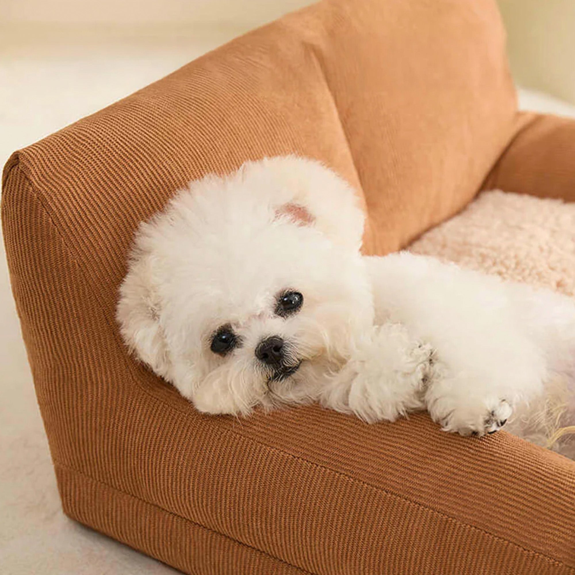 Luxury Corduroy Pet Sofa Bed Plush Supportive Washable