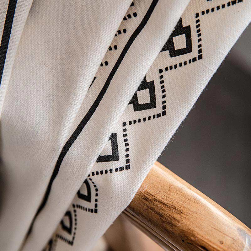 Geometric Tassel Curtain Semi Blackout Drapes in Cotton Blend