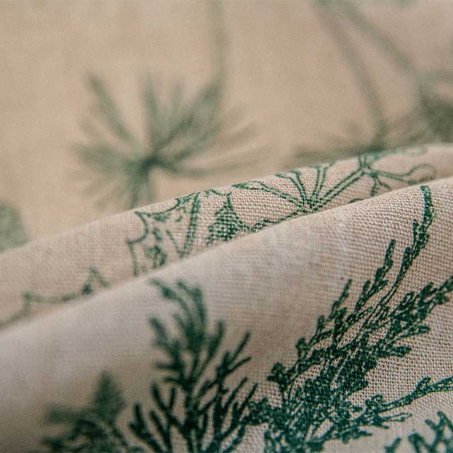 Green Pine Bird Pattern Tassel Curtain Bohemian Cotton Blend