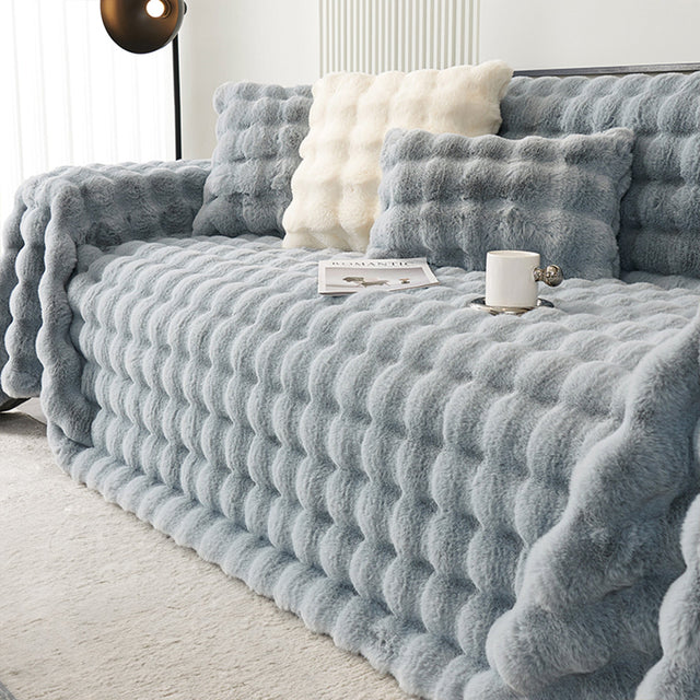 Luxe Ripple Faux Fur Sofa Cover - Modern, Stylish & Durable Sofa Protection