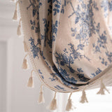 Retro Orchid Tassel Cotton Linen Light Filtering Curtain
