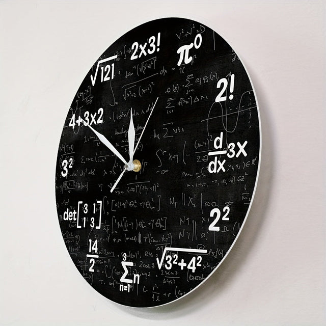 Elegant Acrylic Wall Clock with Mathematical Formulas