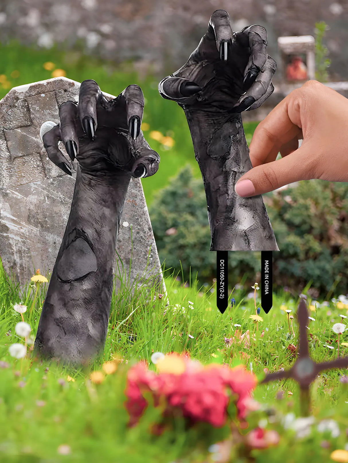 3D Halloween Ghost Hand Decoration for Outdoor Use – Spooky Plug-in Garden Decor 4