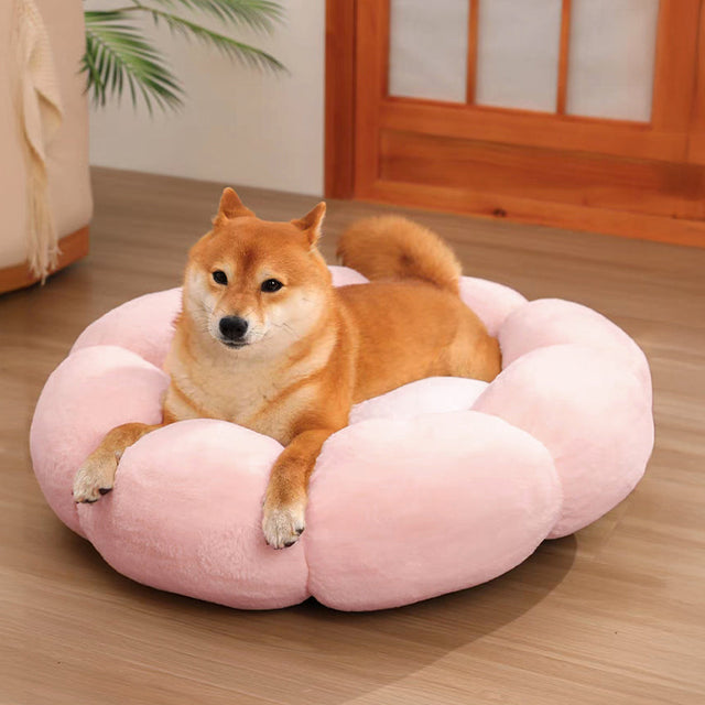 Flower Shaped Plush Pet Bed Cozy Supportive Stylish Design