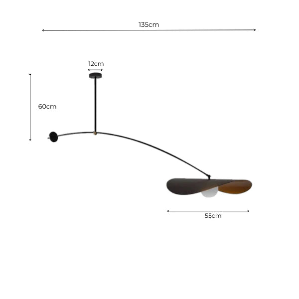 Modern Long Arm Ceiling Pendant - Matte Black Kitchen Light