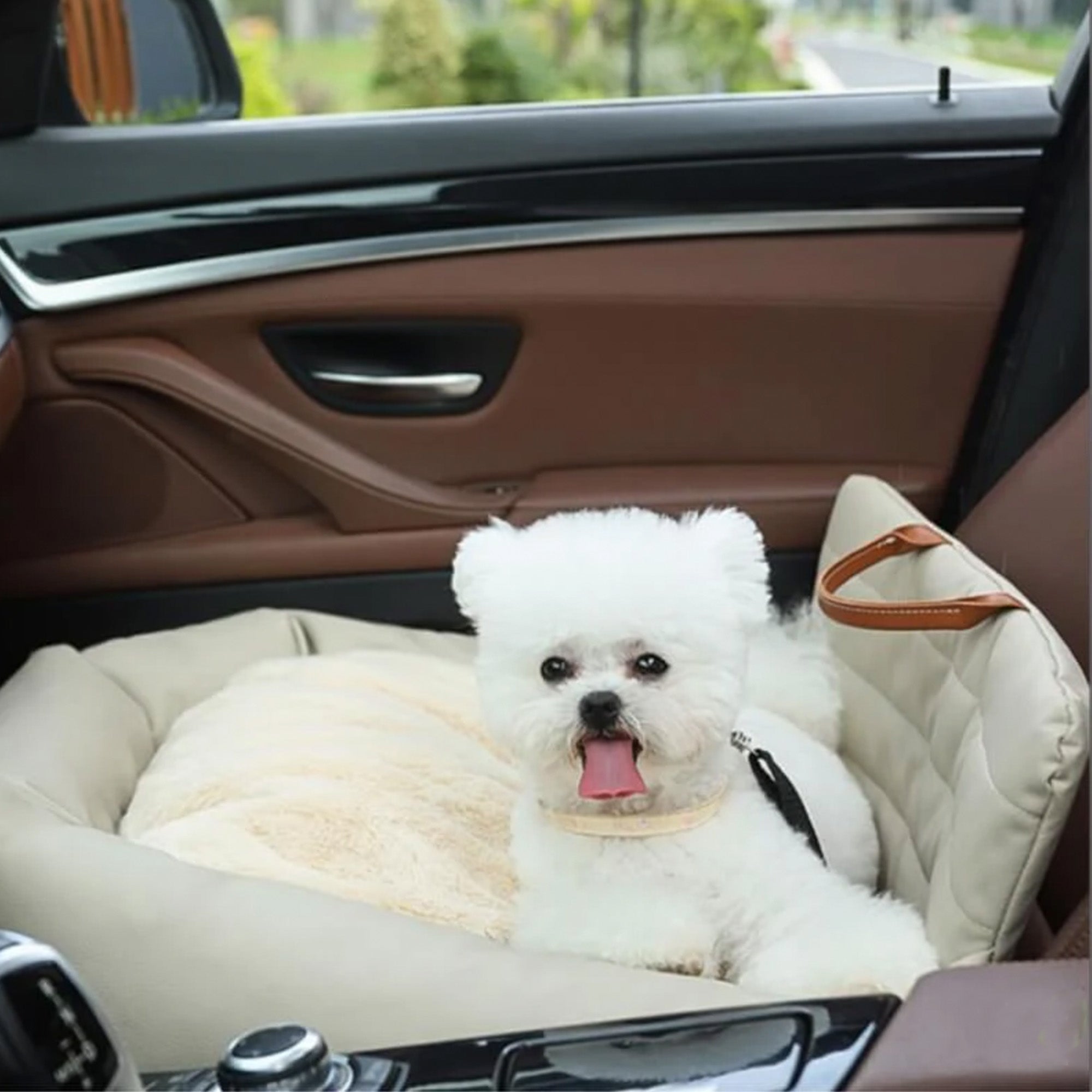 Faux Leather Dog Car Seat Bed – Waterproof, Secure & Comfortable