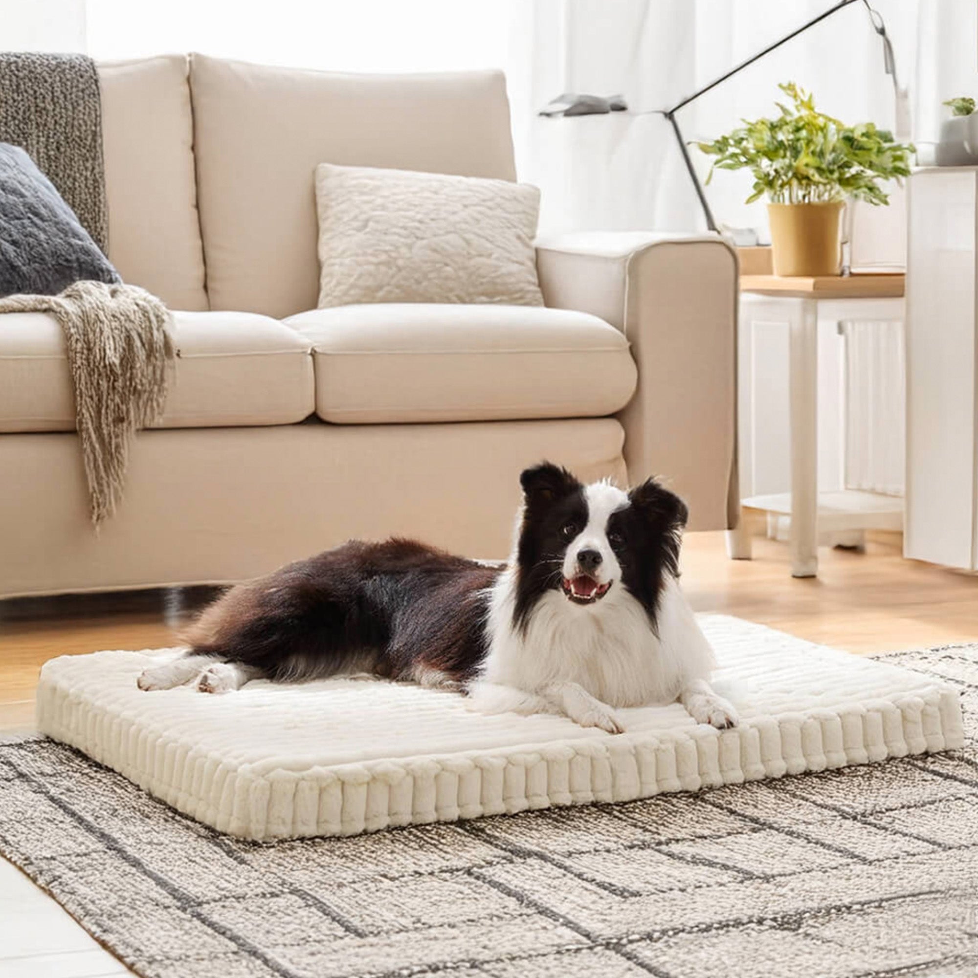 Faux Rabbit Fur Orthopedic Pet Bed Ultra Soft Warm Supportive