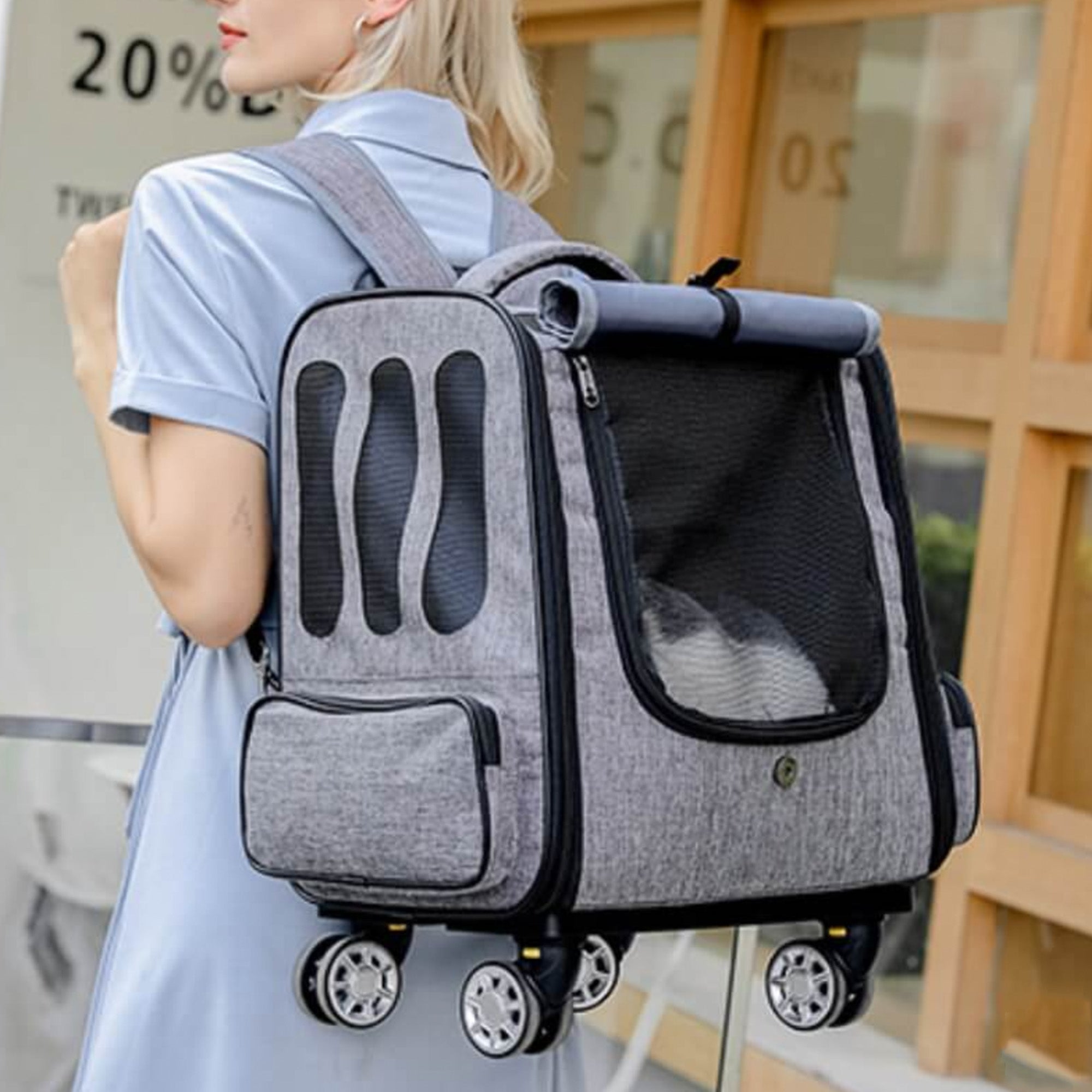 Pet Travel Trolley Case – Foldable, Breathable, and Easy to Carry